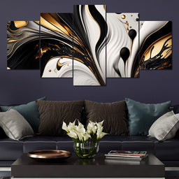 Marble-Lux Collection: Vibrant White & Gold Marble 01 - NicheCanvas