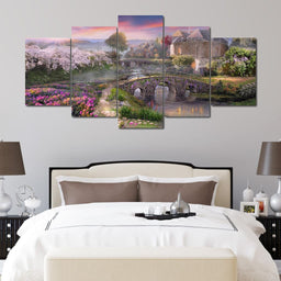 Garden by the Stone Bridge - NicheCanvas