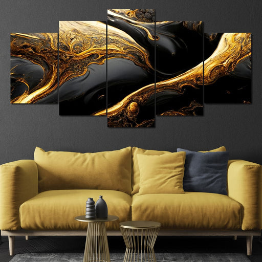 Luxury Abstract Marble in Black & Gold Canvas Print