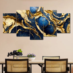 Luxury Abstract Marble in Gold & Blue - NicheCanvas