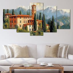 Tuscan Serenity Amidst Peaks - NicheCanvas
