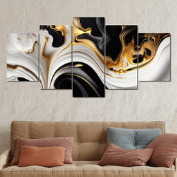 Marble-Lux Collection: Vibrant White & Gold Marble 06 - NicheCanvas