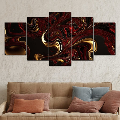 The Marble-Lux Collection: Dark Red & Vibrant Gold 14 Canvas Print