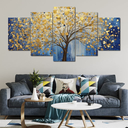Golden Blue Melody of Nature Canvas Print