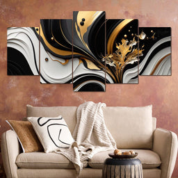 Marble-Lux Collection: Vibrant White & Gold Marble 10 - NicheCanvas
