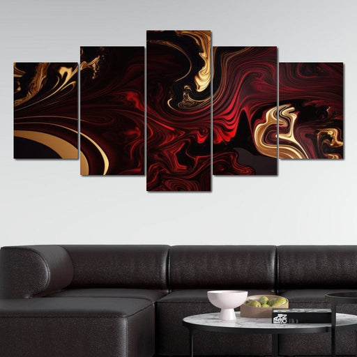 The Marble-Lux Collection: Dark Red & Vibrant Gold 15 Canvas Print