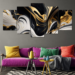 Marble-Lux Collection: Vibrant White & Gold Marble 07 - NicheCanvas