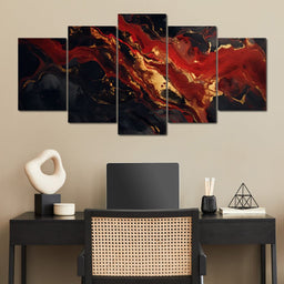 Red Gold and Black Abstraction - NicheCanvas