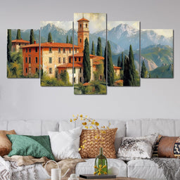 Tuscan Serenity Amidst Peaks - NicheCanvas