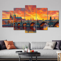 Sunset Over Prague - NicheCanvas