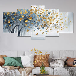 A Touch of Blue in a Golden Grove - NicheCanvas