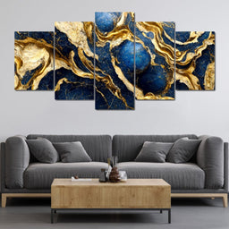 Luxury Abstract Marble in Gold & Blue - NicheCanvas