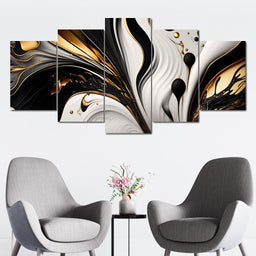 Marble-Lux Collection: Vibrant White & Gold Marble 01 - NicheCanvas