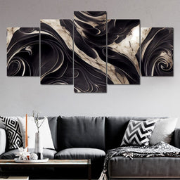 Luxury Abstract Marble in Black & White - NicheCanvas