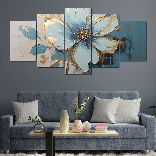 Beautiful Turquoise Gold Flower | NicheCanvas