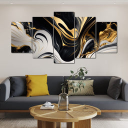 Marble-Lux Collection: Vibrant White & Gold Marble 07 - NicheCanvas