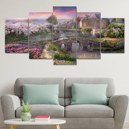 Garden by the Stone Bridge - NicheCanvas