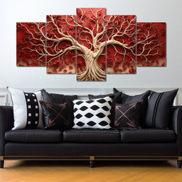 Gold and Red Tree of Life - NicheCanvas