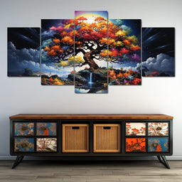 Mystic Rainbow Tree Twilight - NicheCanvas