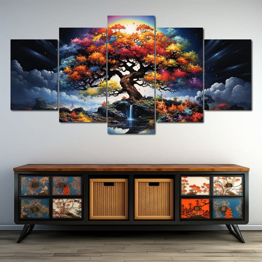 Mystic Rainbow Tree Twilight Canvas Print