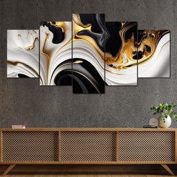 Marble-Lux Collection: Vibrant White & Gold Marble 06 - NicheCanvas