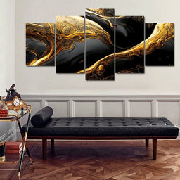 Luxury Abstract Marble in Black & Gold - NicheCanvas