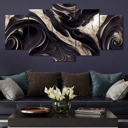 Luxury Abstract Marble in Black & White - NicheCanvas