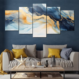 Golden Breeze Over Indigo Sea - NicheCanvas