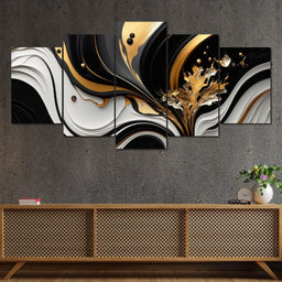 Marble-Lux Collection: Vibrant White & Gold Marble 10 - NicheCanvas