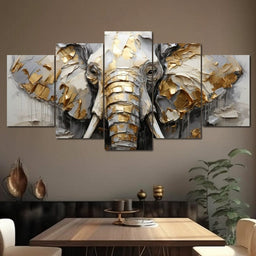 Silver and Gold Elephant - NicheCanvas