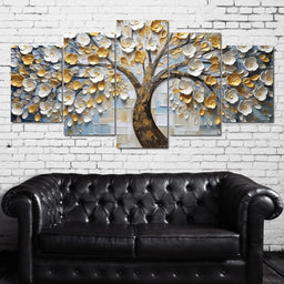 Ivory Golden Petal Melodies - NicheCanvas