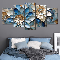 Floral Symphony in Blue & White - NicheCanvas