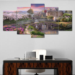 Garden by the Stone Bridge - NicheCanvas