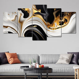 Marble-Lux Collection: Vibrant White & Gold Marble 06 - NicheCanvas