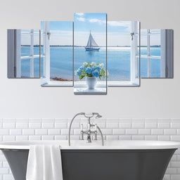 Azure Breeze Window View - NicheCanvas