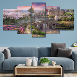 Garden by the Stone Bridge - NicheCanvas