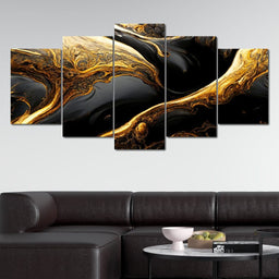 Luxury Abstract Marble in Black & Gold - NicheCanvas