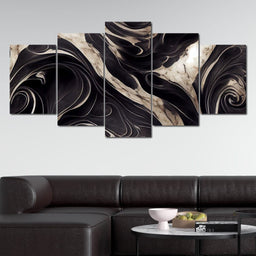 Luxury Abstract Marble in Black & White - NicheCanvas