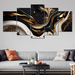 Marble-Lux Collection: Vibrant White & Gold Marble 03 - NicheCanvas