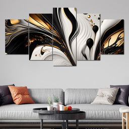 Marble-Lux Collection: Vibrant White & Gold Marble 01 - NicheCanvas