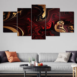 The Marble-Lux Collection: Dark Red & Vibrant Gold 15 - NicheCanvas