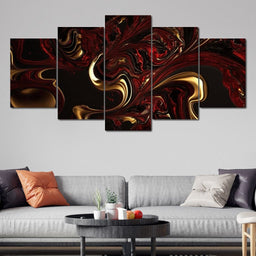 The Marble-Lux Collection: Dark Red & Vibrant Gold 14 - NicheCanvas
