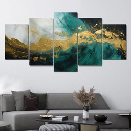 Emerald Tide with Golden Crest - NicheCanvas