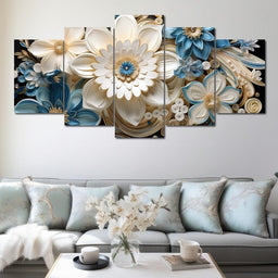 Golden Petals in Azure Nature - NicheCanvas