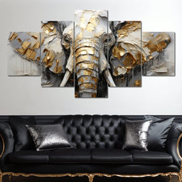 Silver and Gold Elephant - NicheCanvas