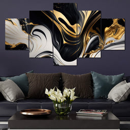 Marble-Lux Collection: Vibrant White & Gold Marble 07 - NicheCanvas