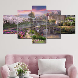 Garden by the Stone Bridge - NicheCanvas