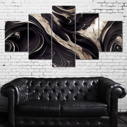 Luxury Abstract Marble in Black & White - NicheCanvas