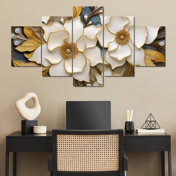 Golden Vortex of Organic Blooms - NicheCanvas