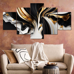 Marble-Lux Collection: Vibrant White & Gold Marble 09 - NicheCanvas